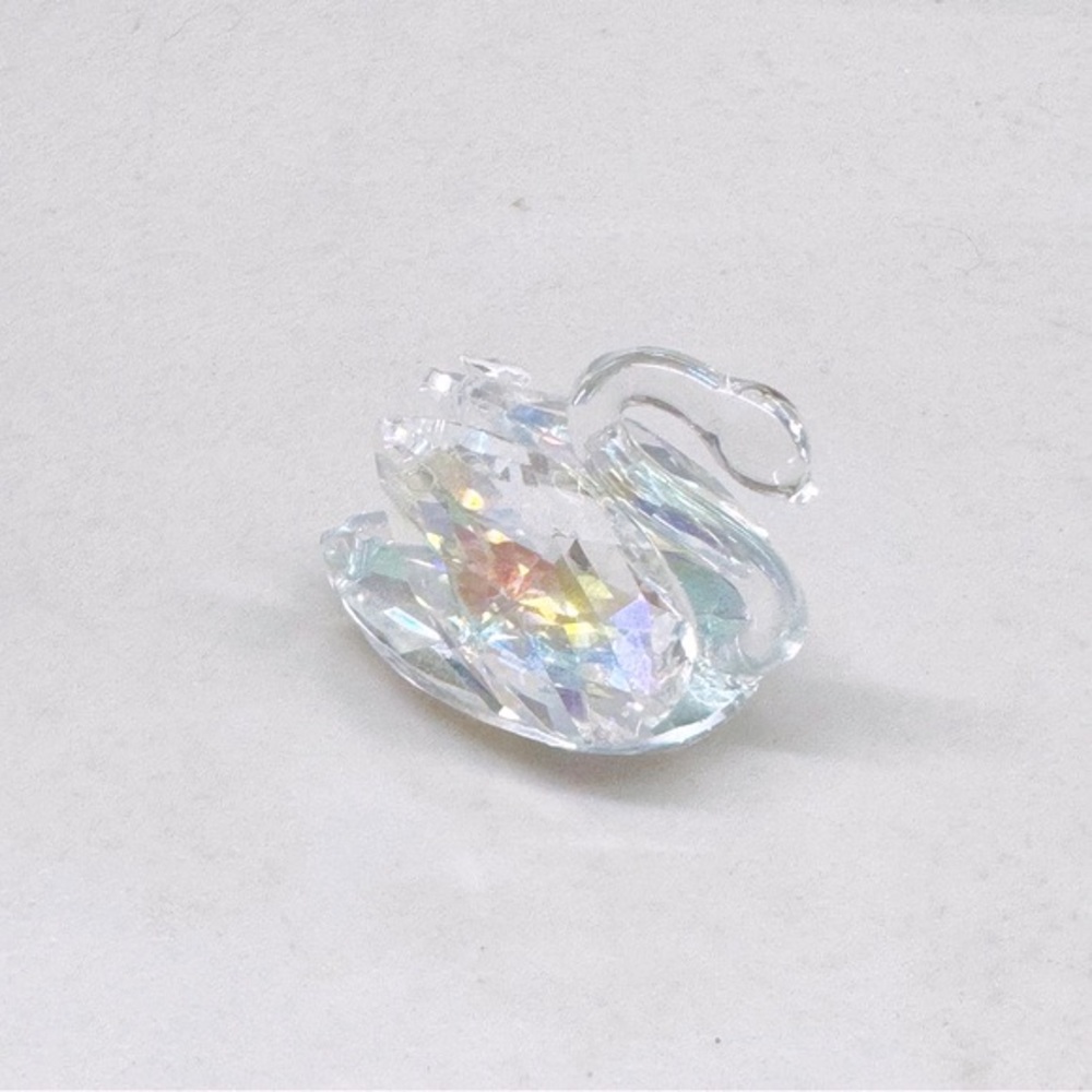 Vintage Swarovski Crystal Swimming Swan Outstretched Neck Signed Retired 1980s